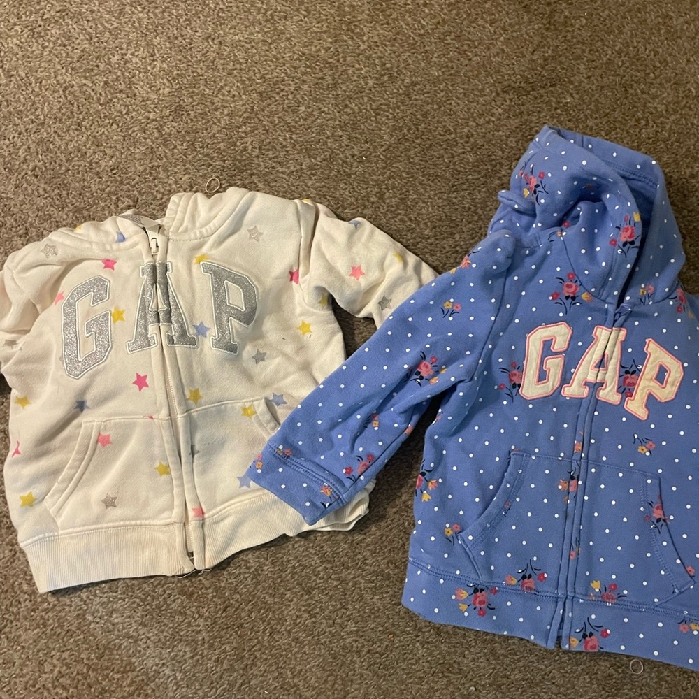 GAP Kids' Cream and Blue Patterned Hoodies